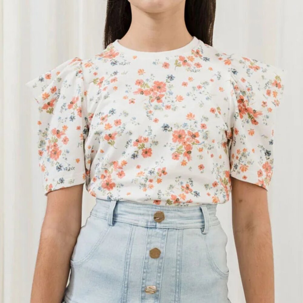 Petite Amalie Floral Tee Shirt Girls Size 10 LONG SLEEVES Brand New